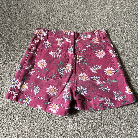 Vintage 90s New Legends Pink Floral Denim Casual High Waist Shorts Jorts 10Y - Picture 2 of 7
